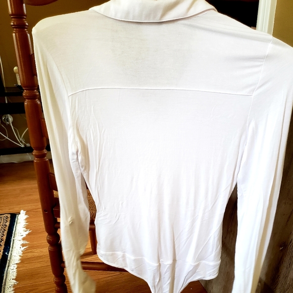 VENUS White V neck Collared Bodysuit Onesie - Picture 2 of 5